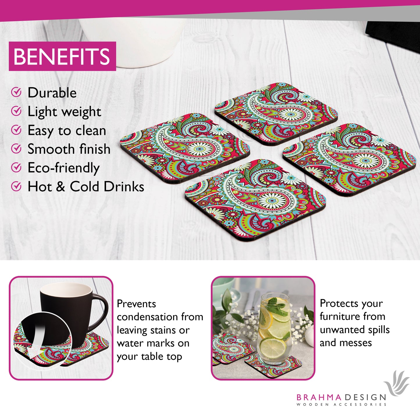 Pink Paisley Coaster