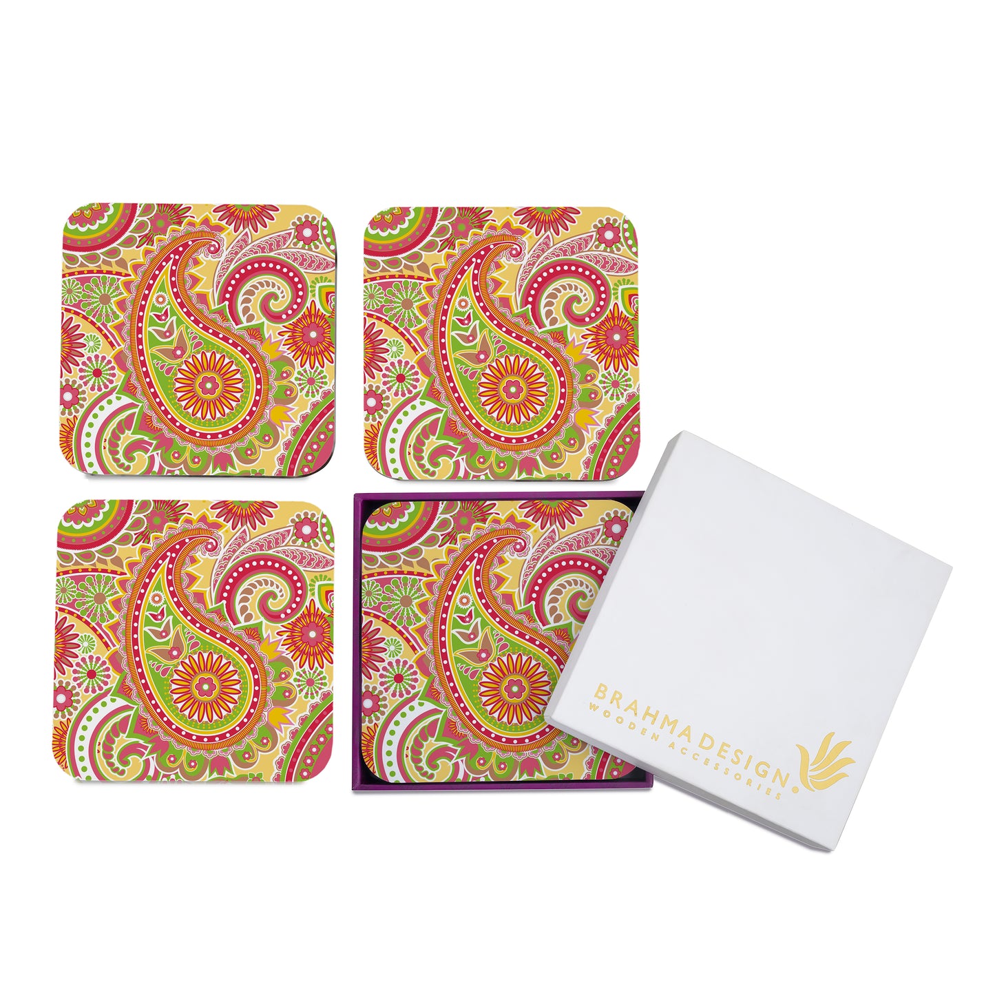 Yellow Paisley Coaster