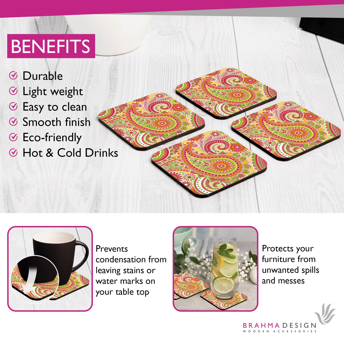 Yellow Paisley Coaster
