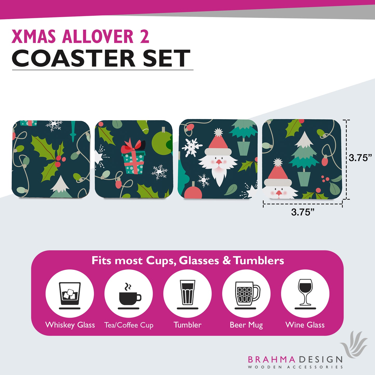 Xmas Allover2 Coaster