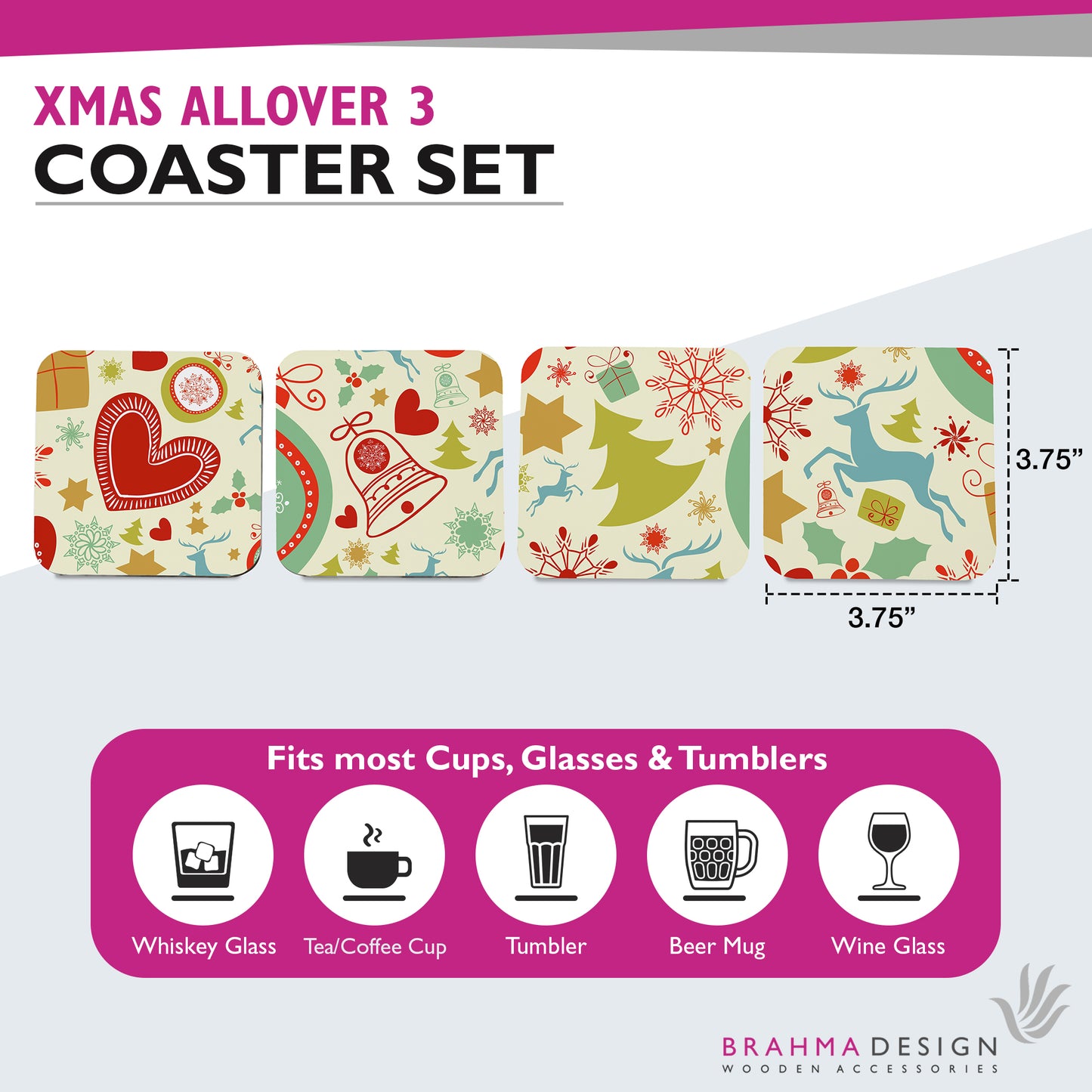 Xmas Allover3 Coaster