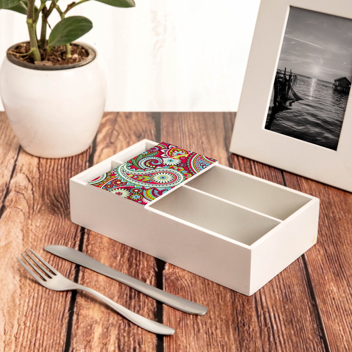 Pink Paisley Cutlery Tray