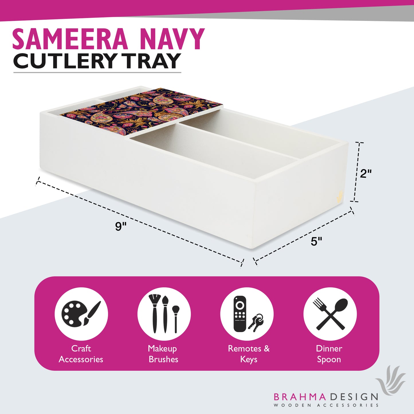 Sameera Navy Cutlery Tray