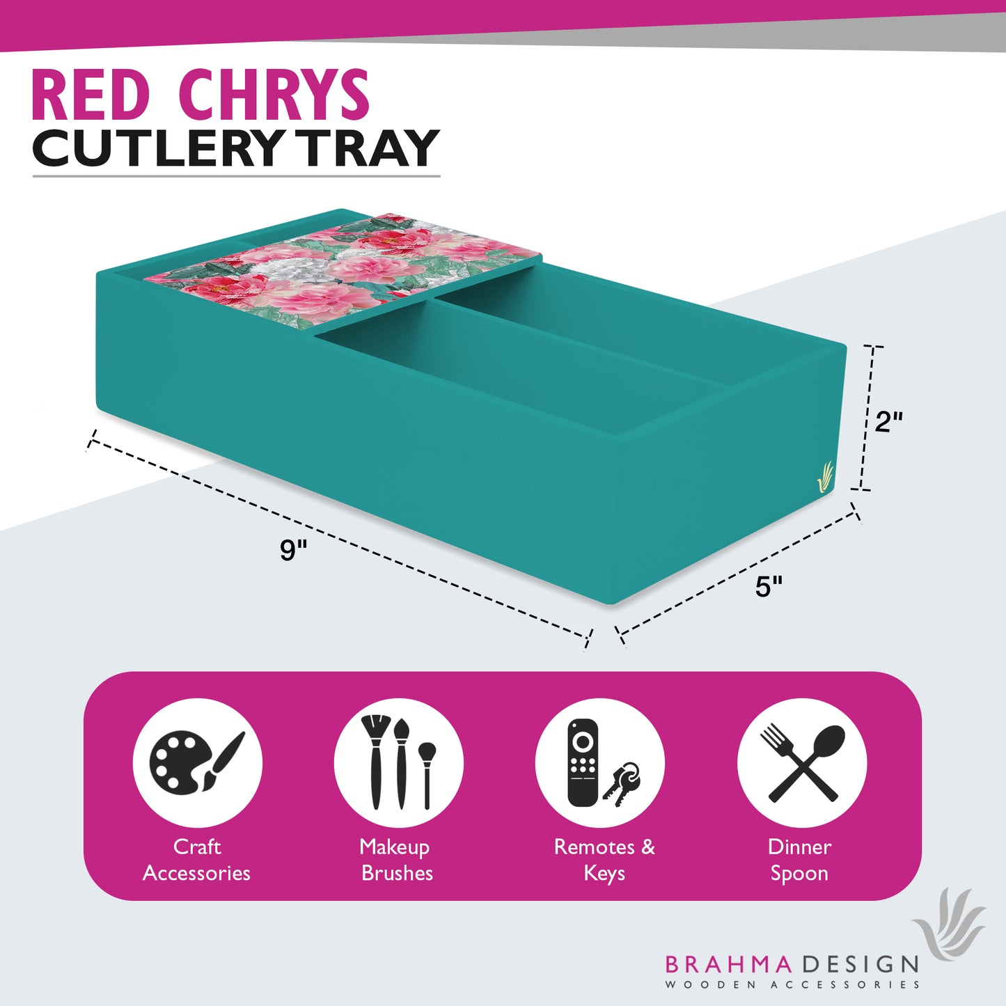 Red Chrys Cutlery Tray
