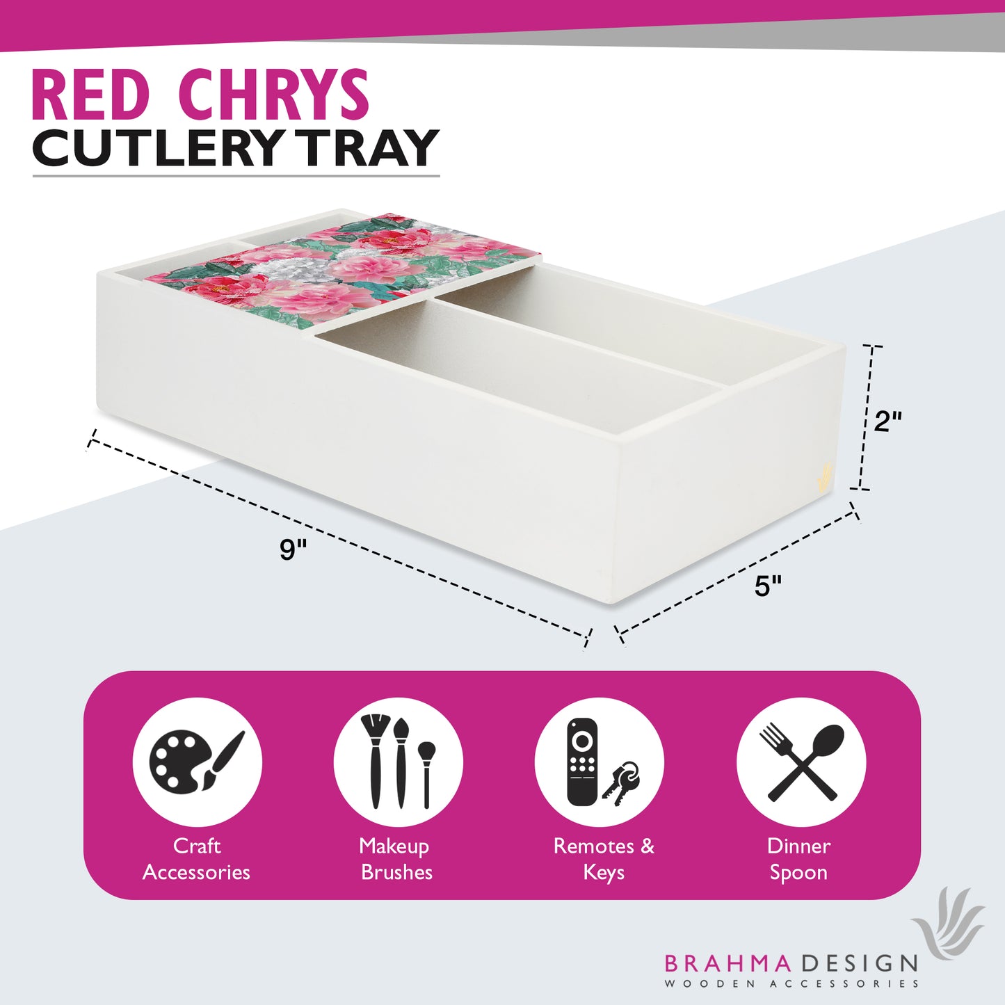 Red Chrys Cutlery Tray