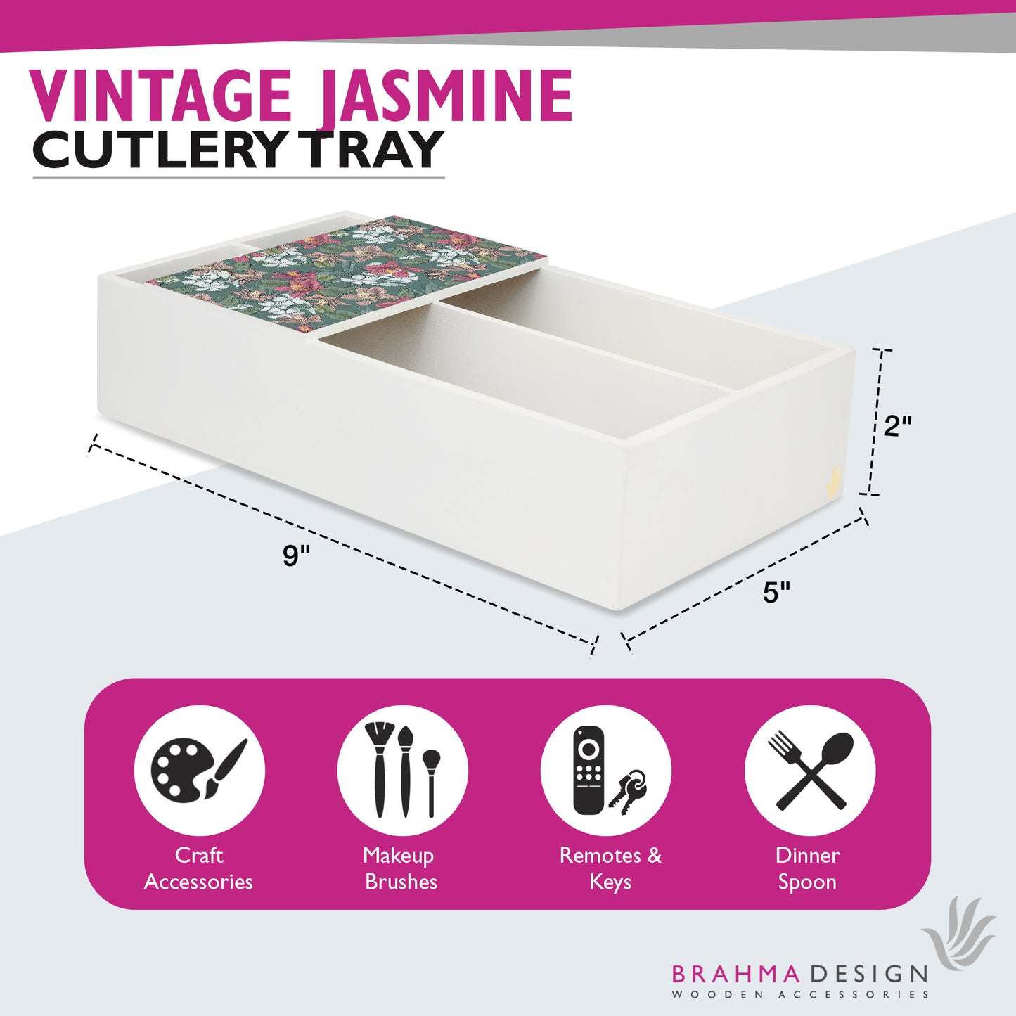Vntg Jasmine Cutlery Tray