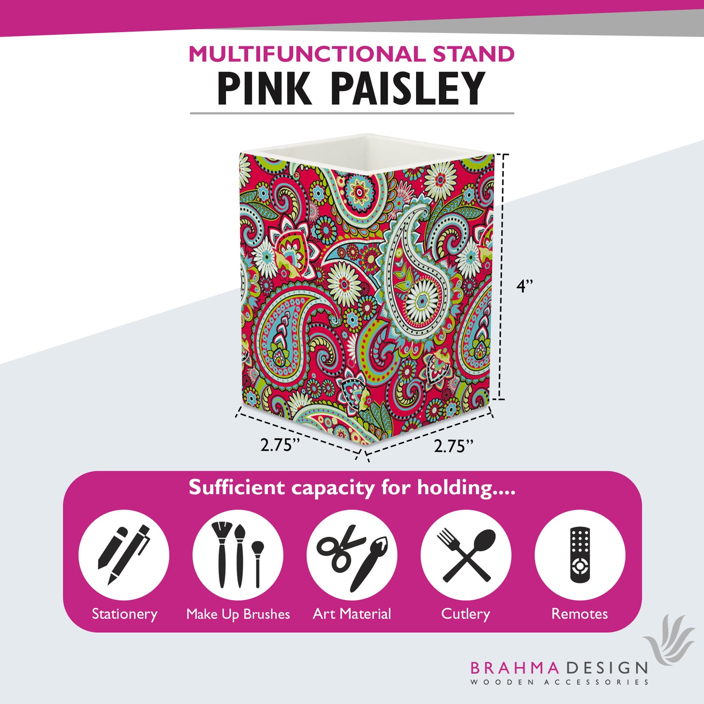 Pink Paisley Pen Stand