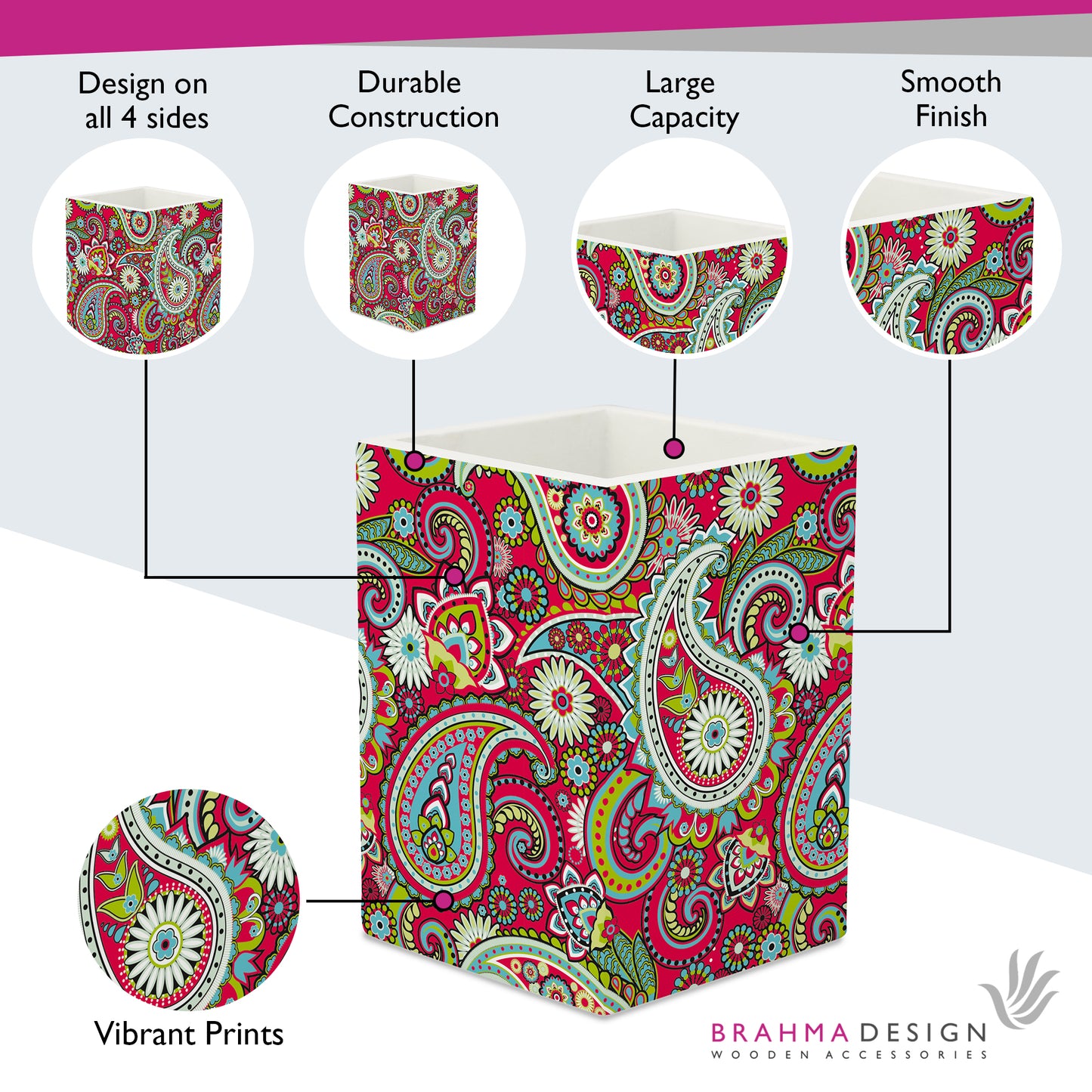 Pink Paisley Pen Stand