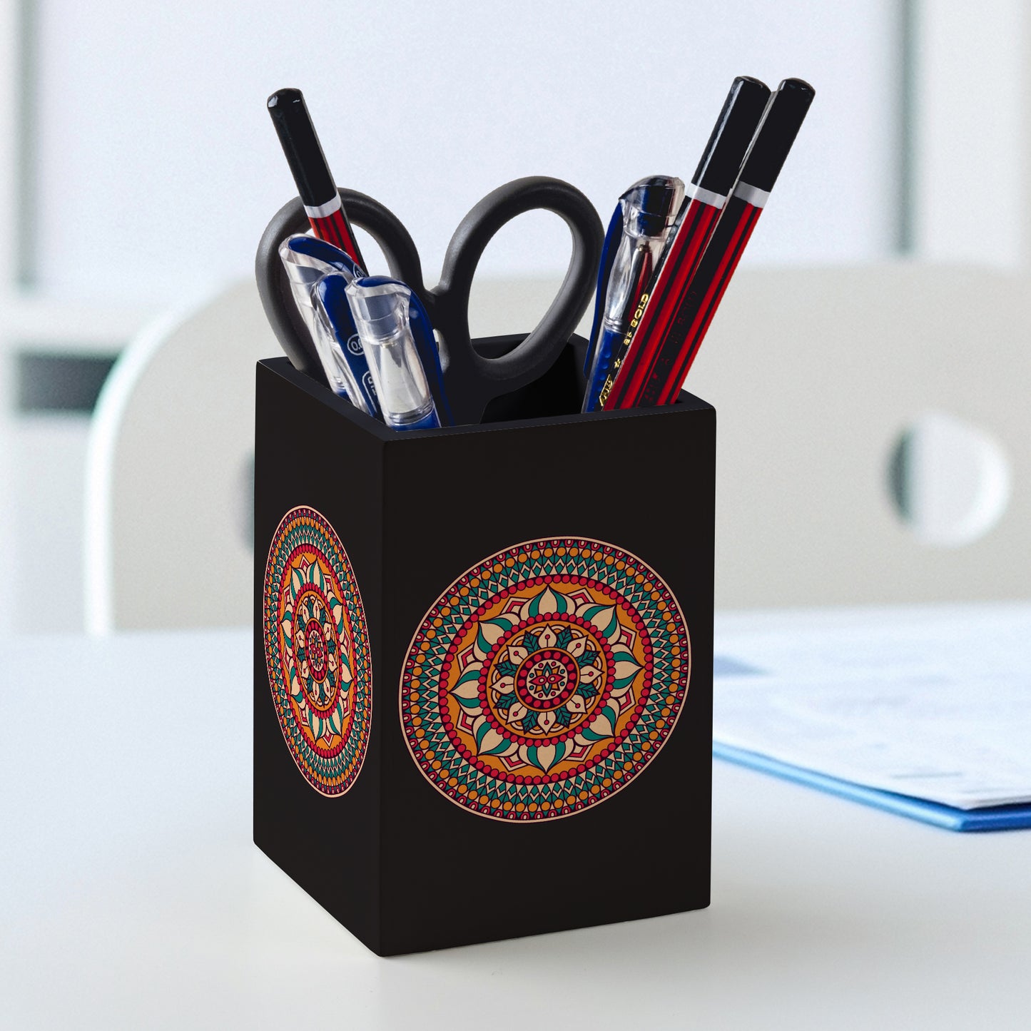 Red Mandala Pen Stand