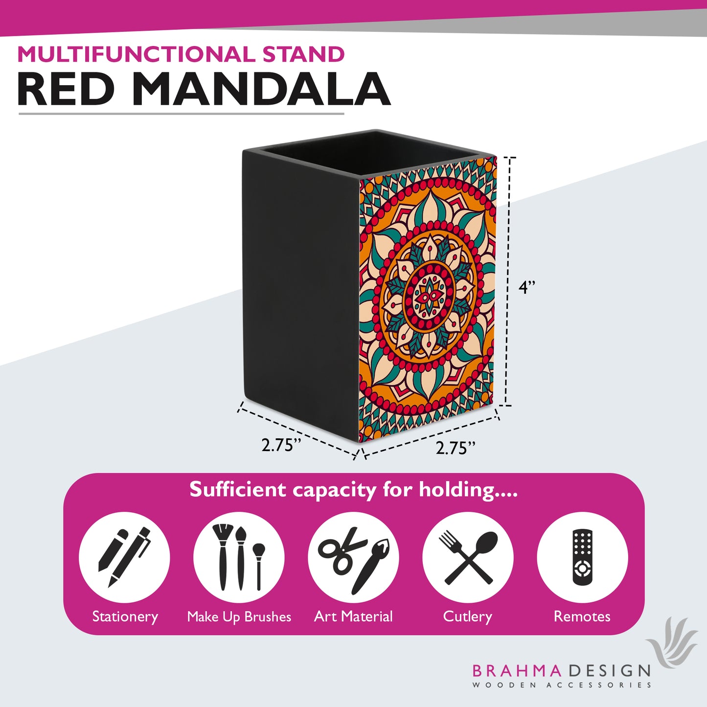 Red Mandala Pen Stand