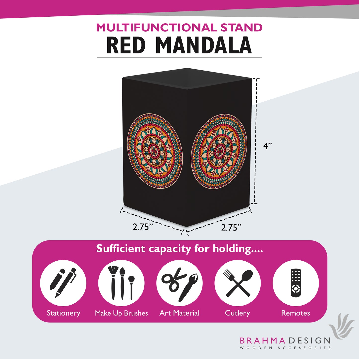 Red Mandala Pen Stand