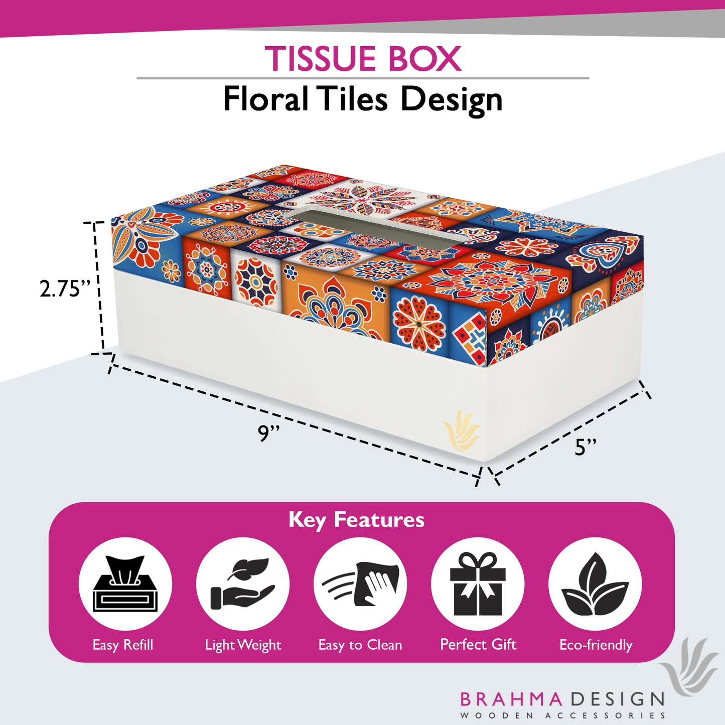 Floral Tiles Tissue Box