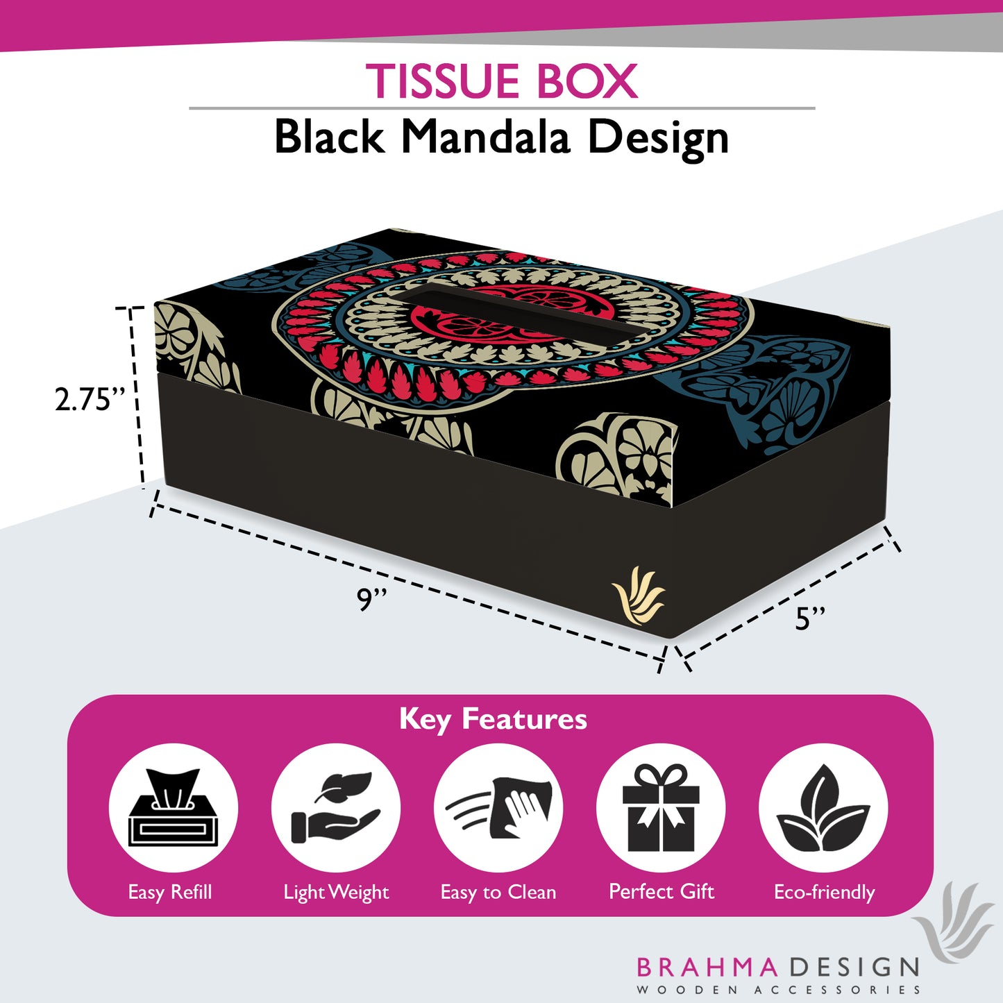 BlackMandala Tissue Box