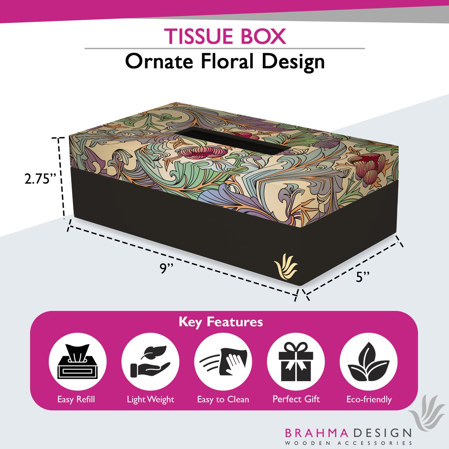 Ornate Flr Tissue Box