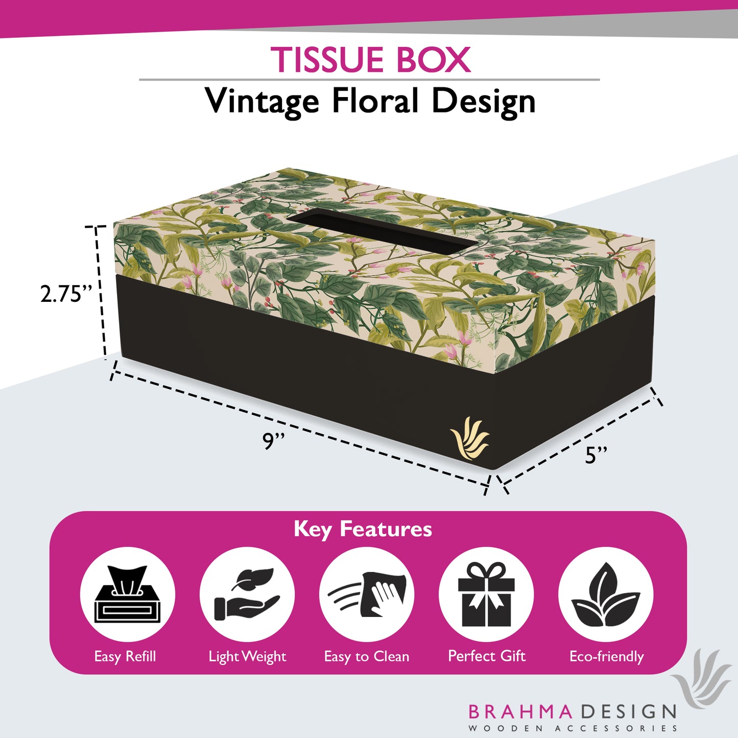 Vintage Flr Tissue Box