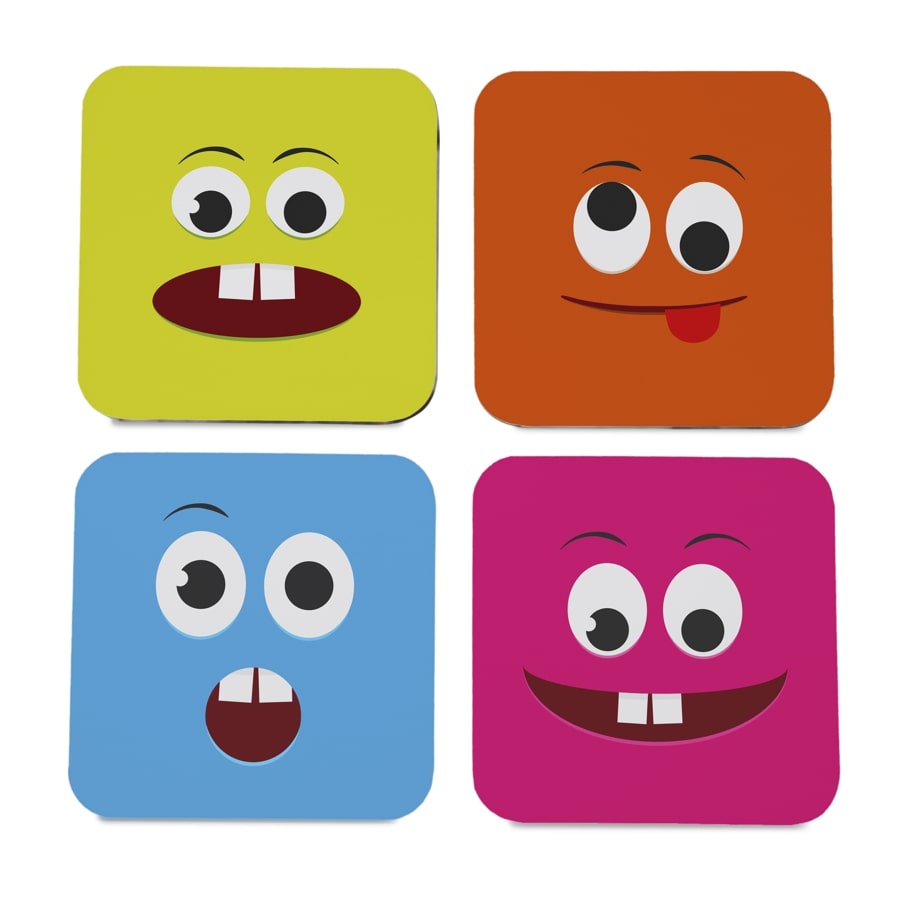 Emoji 4 piece Coaster Set 3.75" x 3.75"