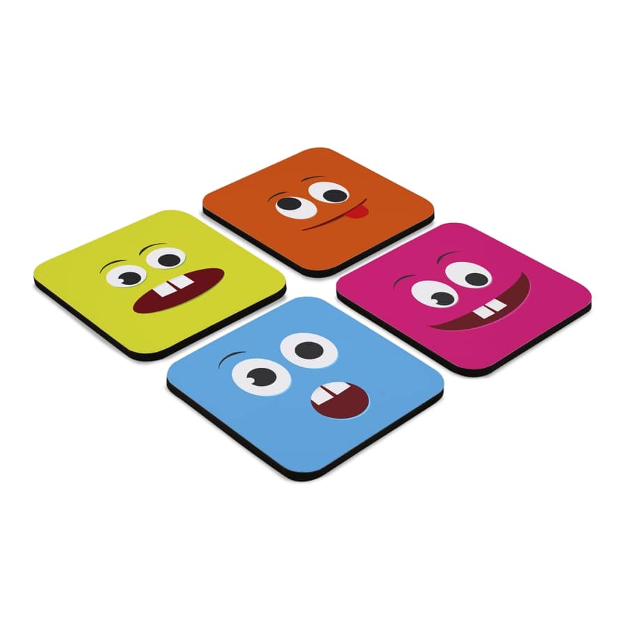 Emoji 4 piece Coaster Set 3.75" x 3.75"