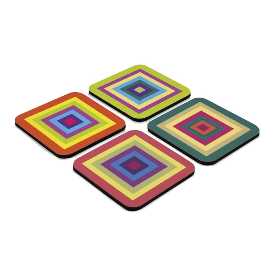 Colourful Squares 4 piece Coaster Set 3.75" x 3.75"