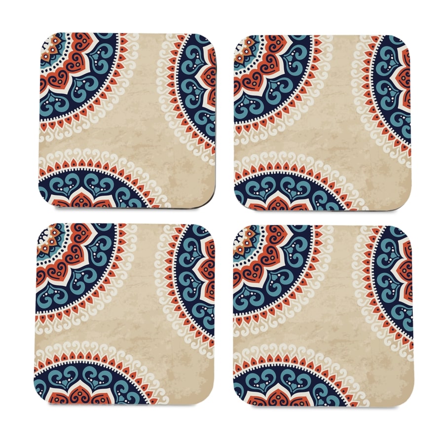 Mandala Vintage 4 piece Coaster Set 3.75" x 3.75"