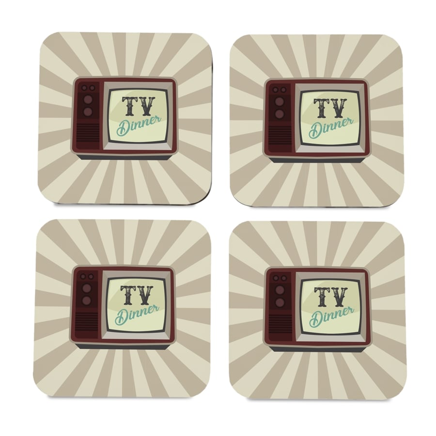 TV Dinner 4 piece Coaster Set 3.75" x 3.75"