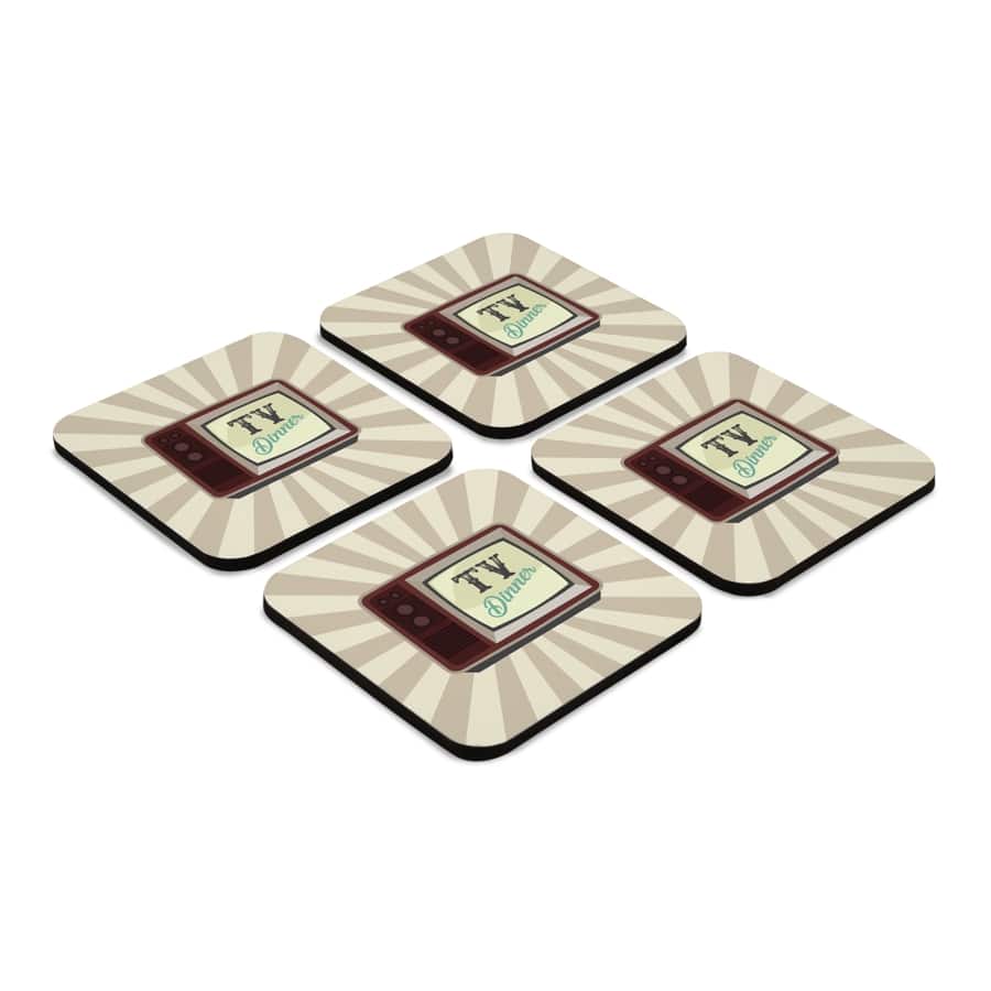 TV Dinner 4 piece Coaster Set 3.75" x 3.75"