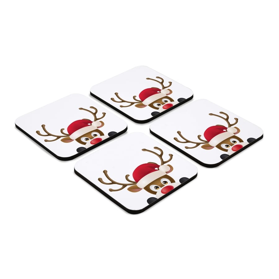 Xmas Reindeer 4 piece Coaster Set 3.75" x 3.75"