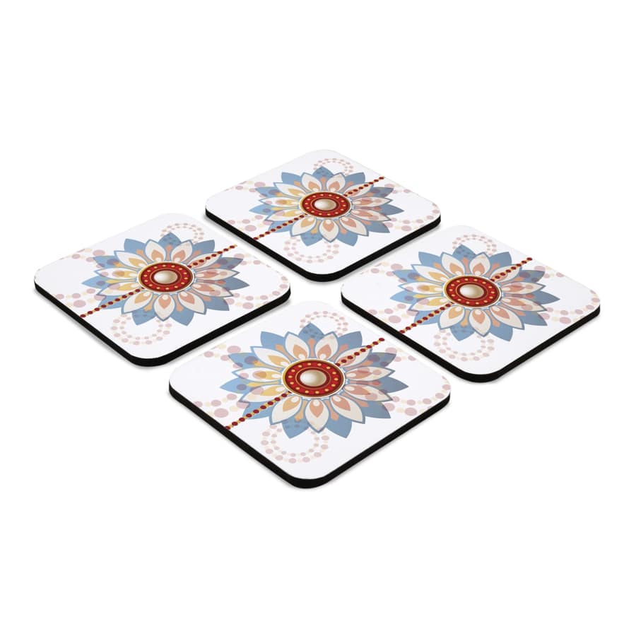 Rakhee Blue 4 piece Coaster Set 3.75" x 3.75"