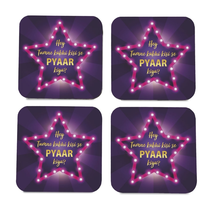 Bollywood Karz 4 piece Coaster Set 3.75" x 3.75"