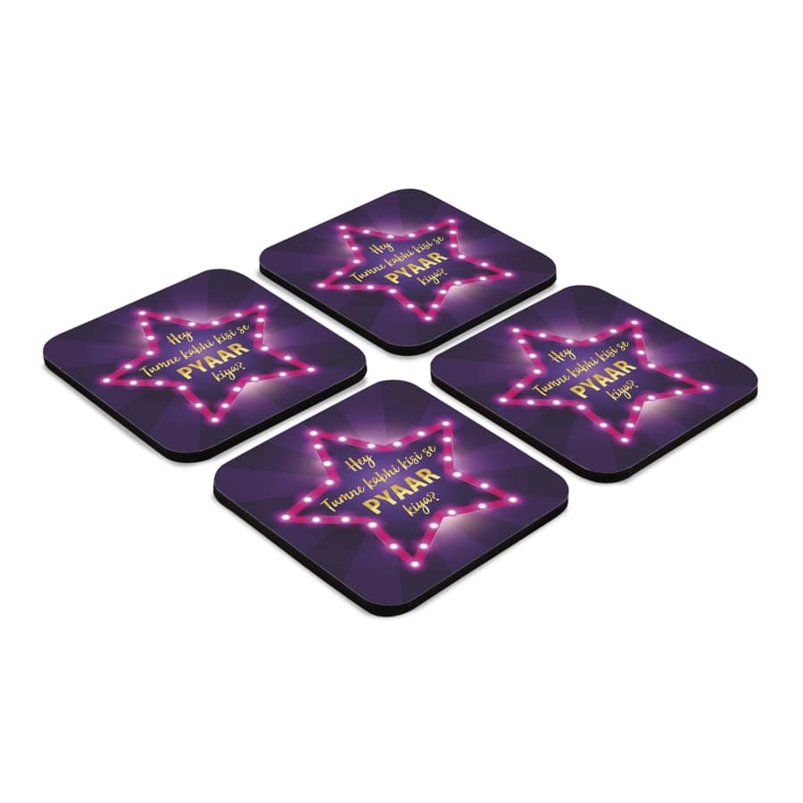 Bollywood Karz 4 piece Coaster Set 3.75" x 3.75"