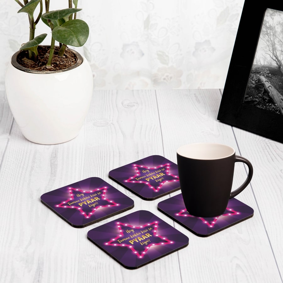 Bollywood Karz 4 piece Coaster Set 3.75" x 3.75"