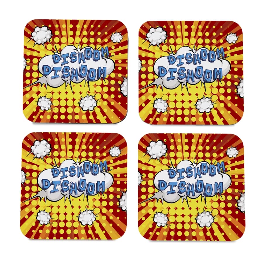 Bollywood Dishoom 4 piece Coaster Set 3.75" x 3.75"
