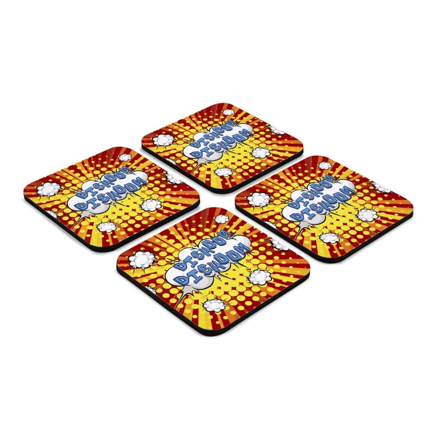 Bollywood Dishoom 4 piece Coaster Set 3.75" x 3.75"