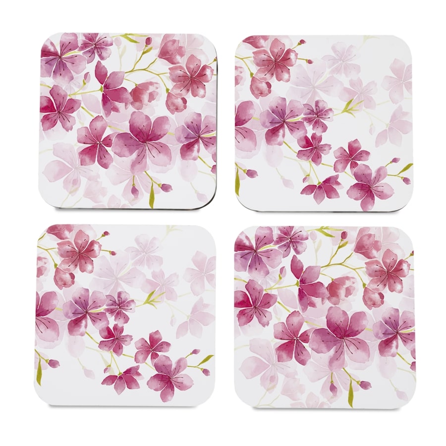 Cherry Blossom 4 piece Coaster Set 3.75" x 3.75"