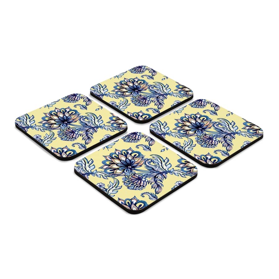 Batik Blue 4 piece Coaster Set 3.75" x 3.75"