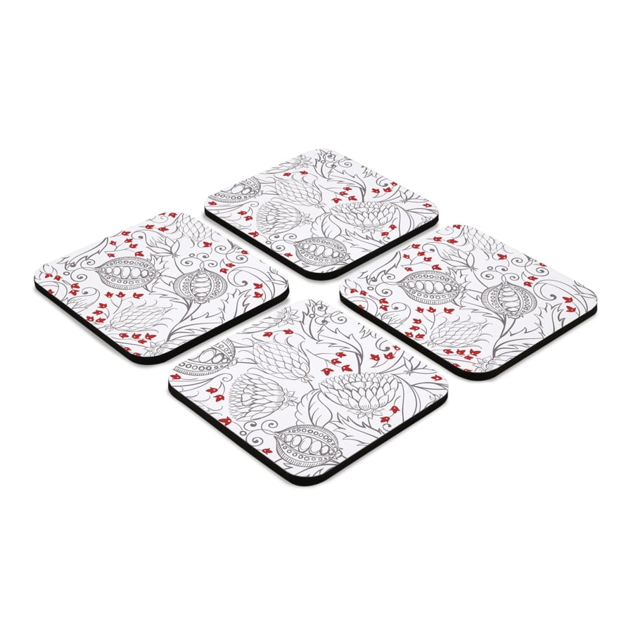 Pomegranate 4 piece Coaster Set 3.75" x 3.75"