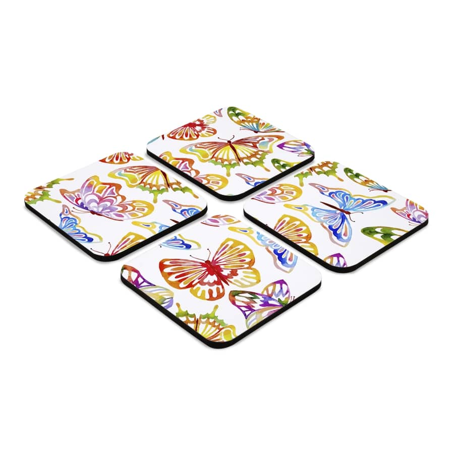 Watercolour Butterflies 4 piece Coaster Set 3.75" x 3.75"