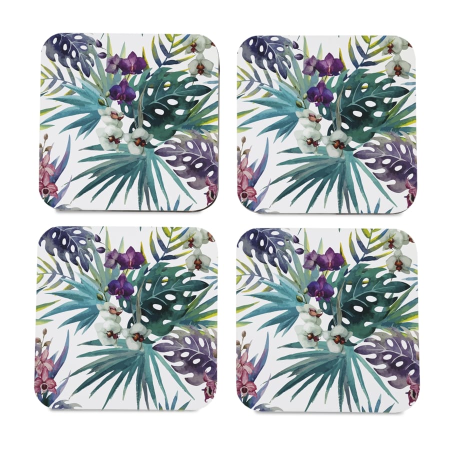 Tropical Palms 4 piece Coaster Set 3.75" x 3.75"