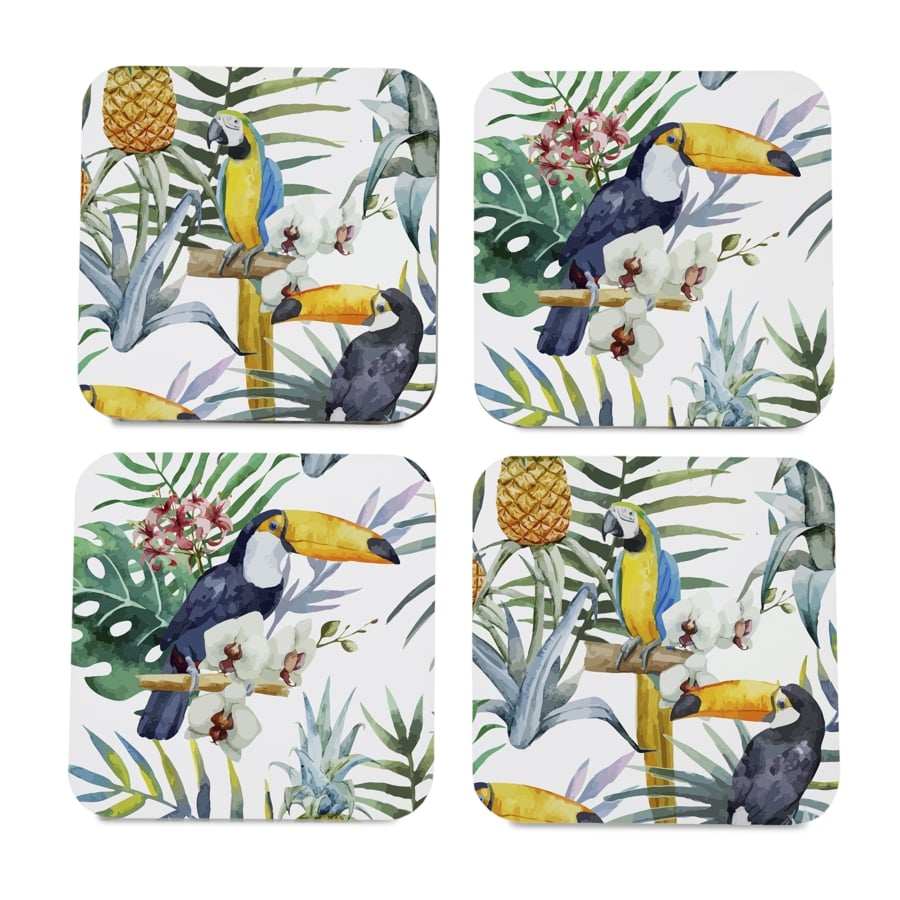 Toucan 4 piece Coaster Set 3.75" x 3.75"