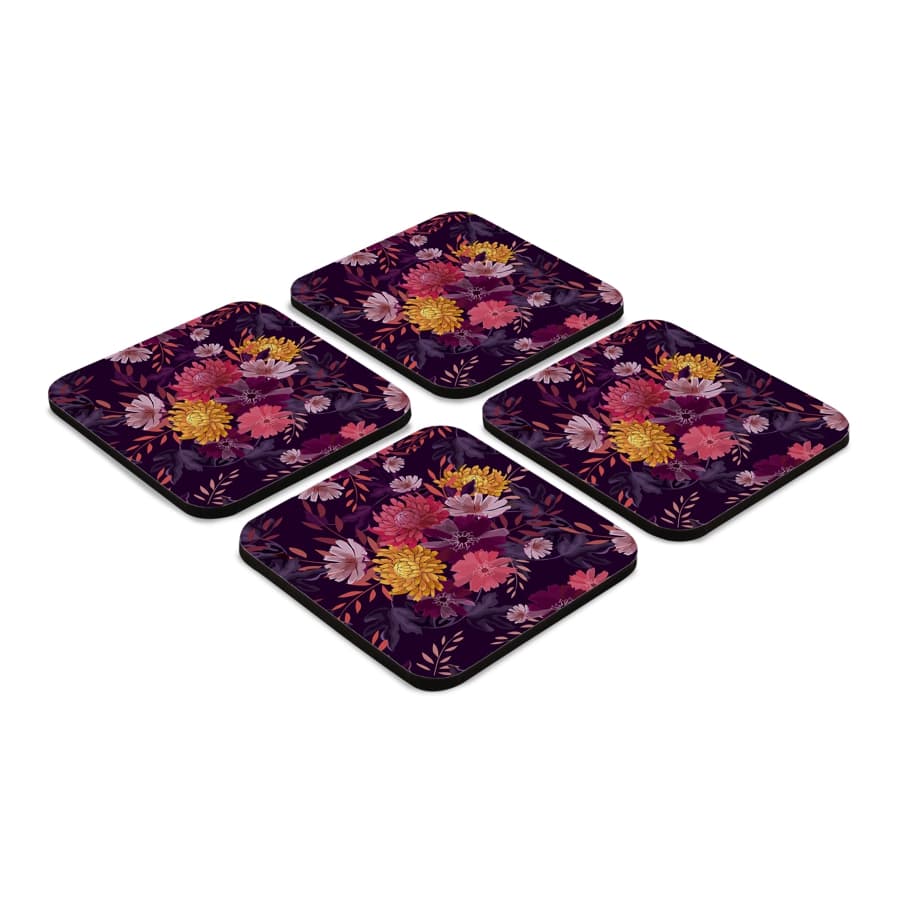 Autumn Garden 4 piece Coaster Set 3.75" x 3.75"