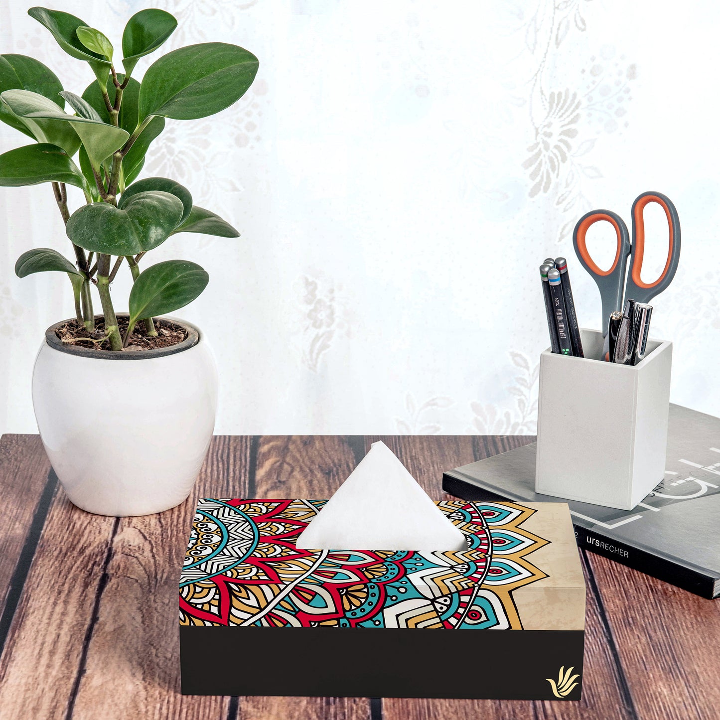 Mandala Vintage Tissue Box 9" x 5" x 2.75" Lifestyle Photo
