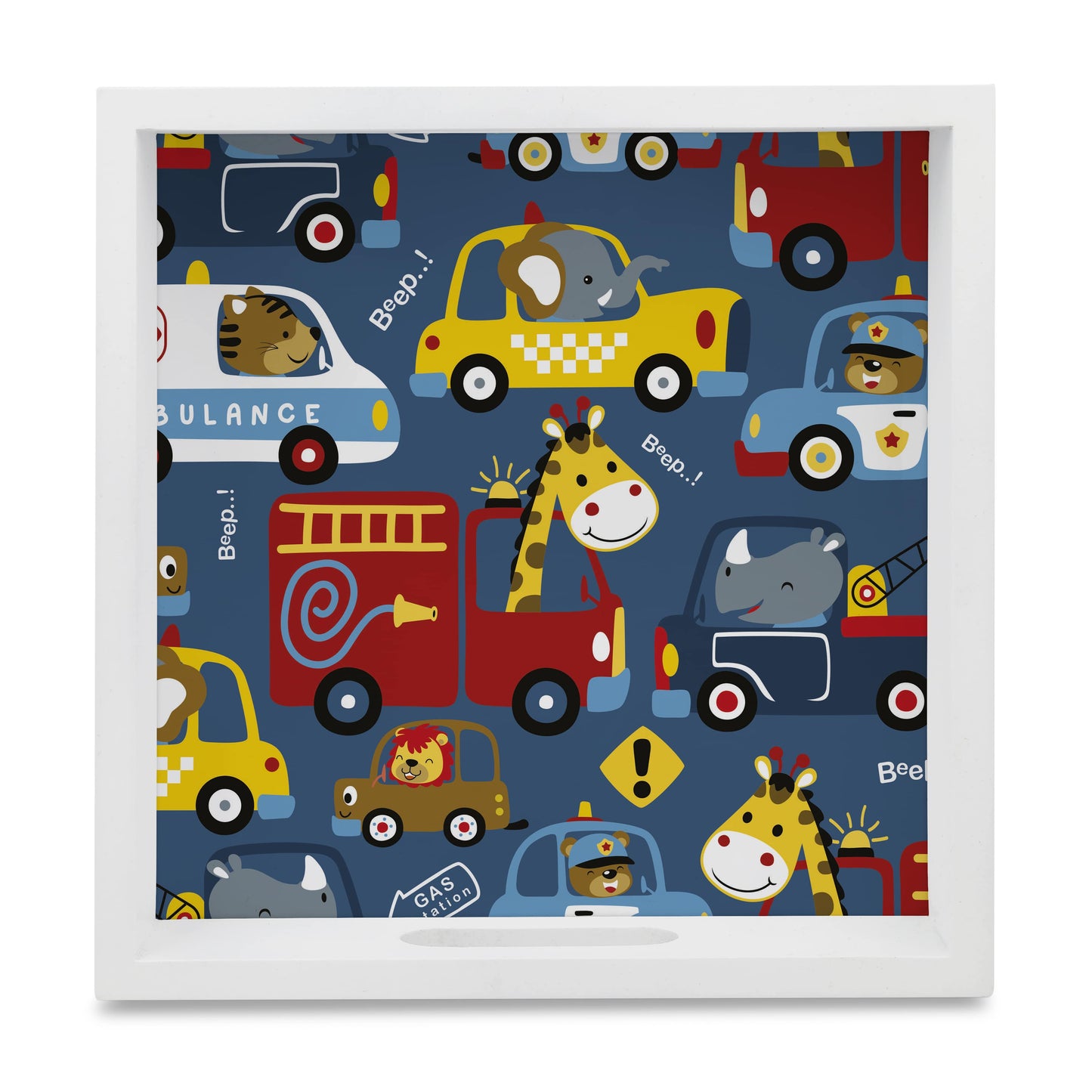 Animal Drivers Square Tray for Children 9" x 9" - Main Image