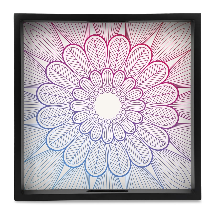 Boho Center Serving Tray with Cutout Handles (Wood) 12" x 12"