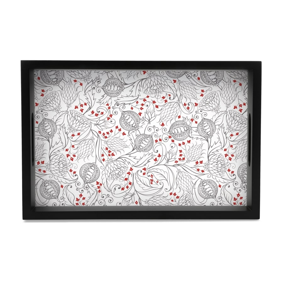 Pomegranate Serving Tray with Cutout Handles (Wood) 8" x 12"