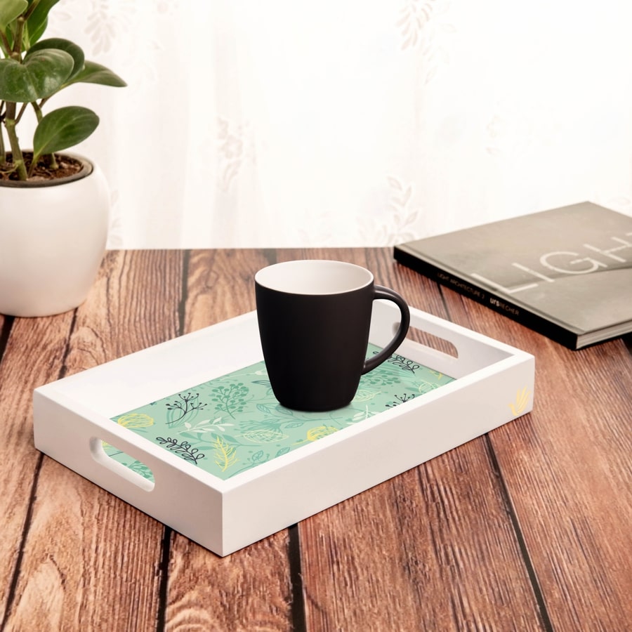 Herbs Serving Tray with Cutout Handles (Wood) 8" x 12"