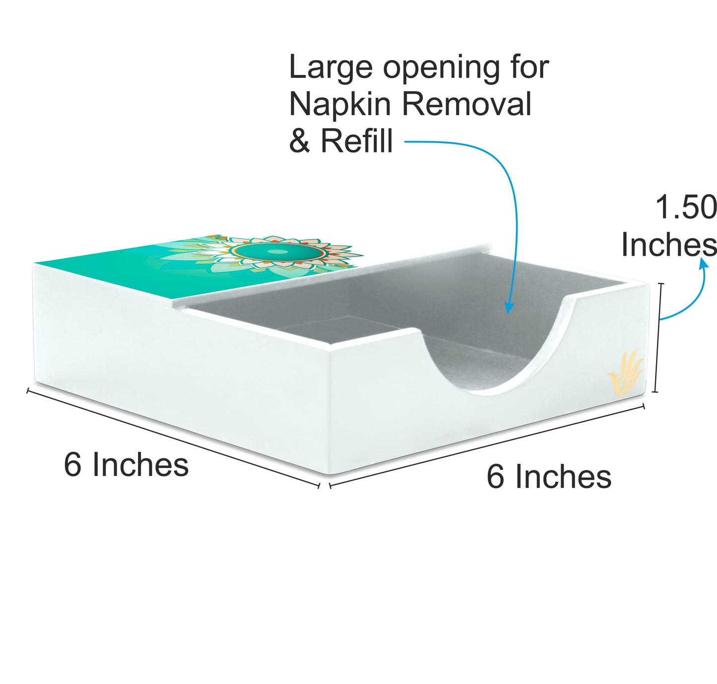 Rakhee Mint Tissue Holder 6" x 6" x 1.5" Ht. - Dimension Image