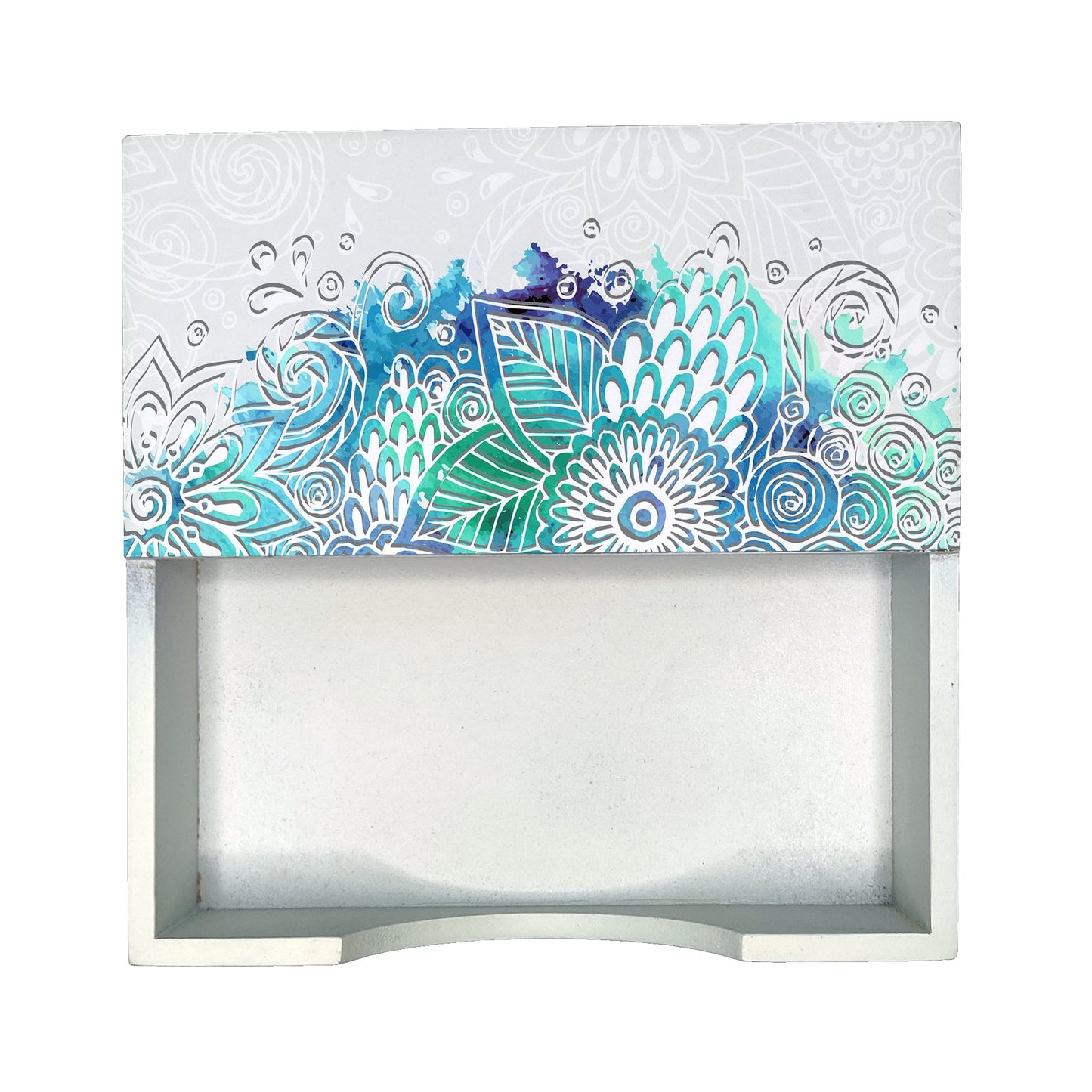 Abstract Flowers Tissue Holder 6" x 6" x 1.5" Ht. - Design Image