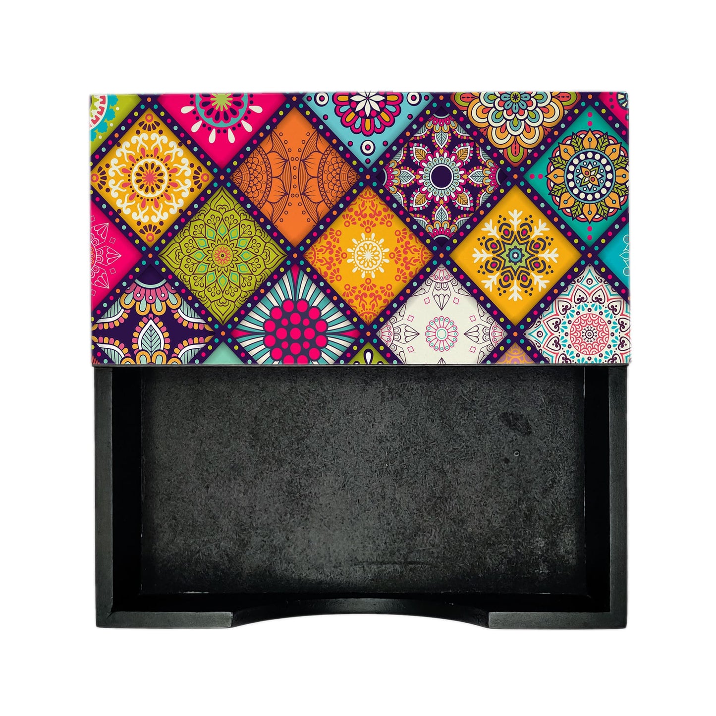Multi Mandala Tissue Holder 6" x 6" x 1.5" Ht. - Design Image
