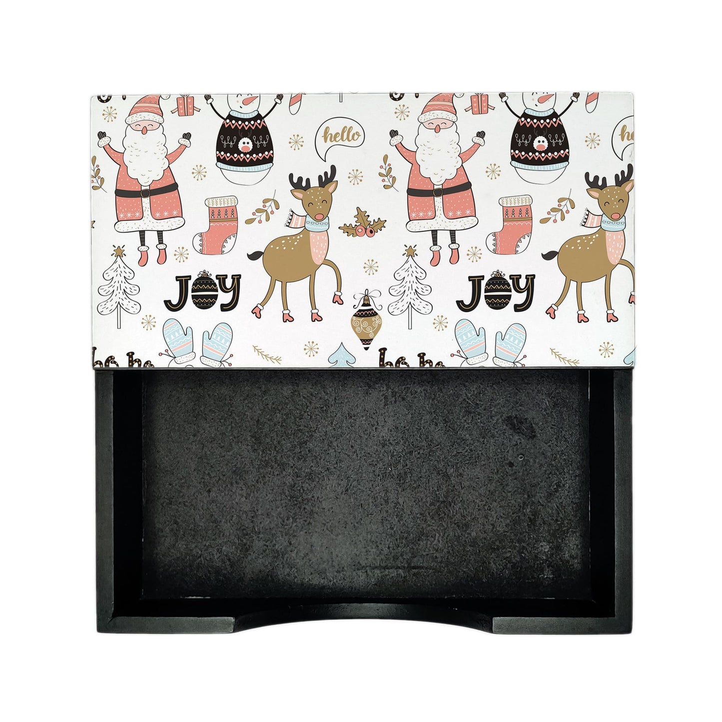 Xmas Allover Tissue Holder 6" x 6" x 1.5" Ht. - Design Image