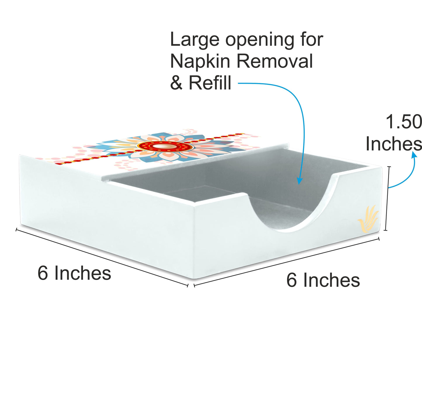 Rakhee Blue Tissue Holder 6" x 6" x 1.5" Ht. - Dimension Image