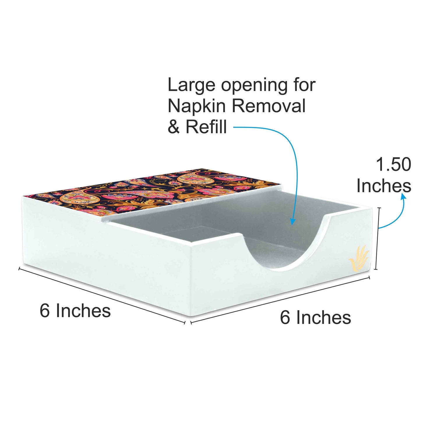 Sameera Navy Tissue Holder 6" x 6" x 1.5" Ht. - Dimension Image